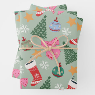 Feuille De Papier Cadeau Mignonne Menthe verte de Noël