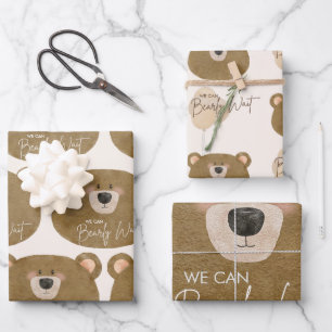 Feuille De Papier Cadeau Mignonne Ours Nous Pouvons Attendre Baby shower Se