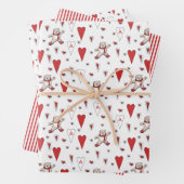 Feuille De Papier Cadeau Mignonne rouge et blanc Teddy Bear & Heart Valenti (En situation)