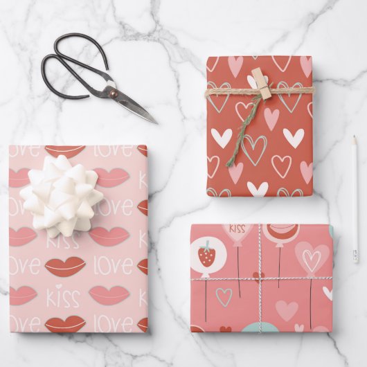 Feuille De Papier Cadeau Mignonnes lèvres d'amour Kawaii (Recto)