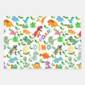 Feuille De Papier Cadeau Mignonnes sortes de Dinosaures sans joint (Devant 2)