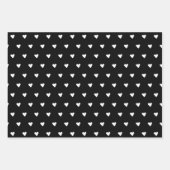Feuille De Papier Cadeau Mignons Coeurs Minuscules Noir Et Blanc Minimalist (Devant 3)