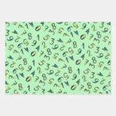 Feuille De Papier Cadeau Mignons Nombre Motif Marine Bleu Green Mathématiqu (Devant 3)
