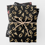 Feuille De Papier Cadeau Mignons numéros Rose noir or Motif mathématiques (En situation)