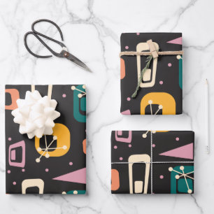 Feuille De Papier Cadeau Milieu du milieu du siècle rétro - Âge atomique de