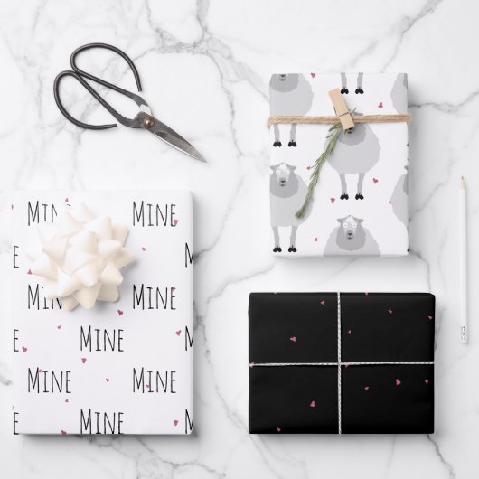 Feuille De Papier Cadeau "Mine Mine Mine Mine" Crazy mignon Mouton Amour (Recto)