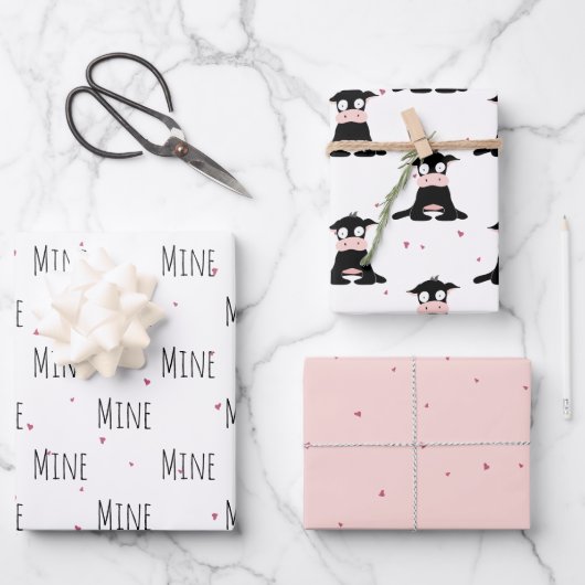 Feuille De Papier Cadeau "Mine Mine Mine Mine Mine" Crazy mignon amour vach (Recto)