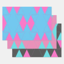 Mini-art triangle Abstrait rose et turquoise
