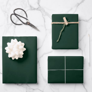 Feuille De Papier Cadeau Mini pin foncé vert uni élégant
