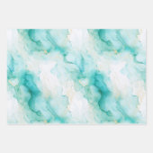 Feuille De Papier Cadeau Mint Aqua Glam Elegant Marbre Or (Devant)