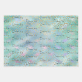 Feuille De Papier Cadeau Mint Aqua Gold Confetti Dreamy Dragonflies (Devant)