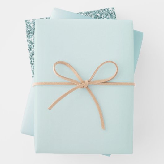 Feuille De Papier Cadeau Mint Aqua Ombre Glitz (En situation)