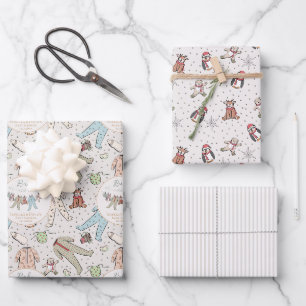 Feuille De Papier Cadeau Mint Gree Baby Son Baby shower Froid Hiver Extérie