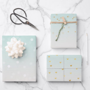 Feuille De Papier Cadeau Mint Ombre White Bokeh Confetti