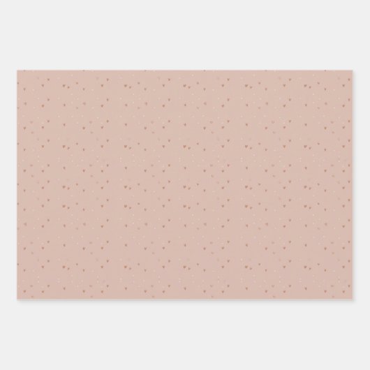 Feuille De Papier Cadeau Minuscules cœurs bruns  (Devant 3)