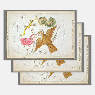 Feuille De Papier Cadeau Miroir d'Urania, Carte céleste d'astronomie vintag
