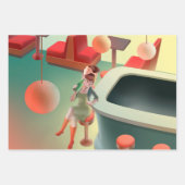 Feuille De Papier Cadeau Miss Meow : Bar & Art du Cocktail de Nuit Rétro (Devant 3)