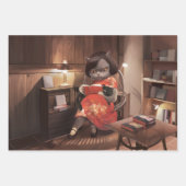 Feuille De Papier Cadeau Miss Meow - Heure Vintage de lecture de chats (Devant)