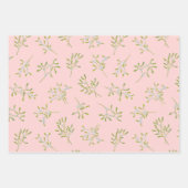 Feuille De Papier Cadeau Mistletoe Stripes Rose Vert (Devant)