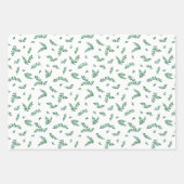 Feuille De Papier Cadeau Mistletoe Twigs & Stripes Motifs de Noël mixtes (Devant)