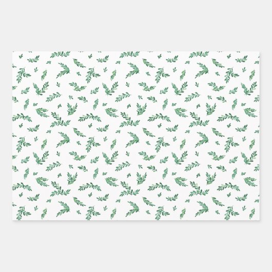 Feuille De Papier Cadeau Mistletoe Twigs & Stripes Motifs de Noël mixtes (Devant)