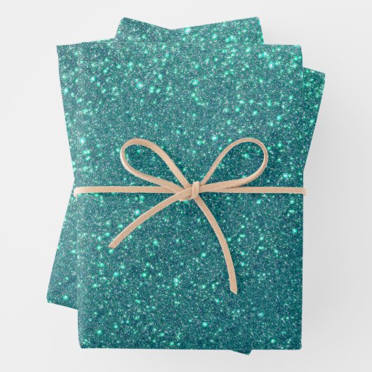 Feuille De Papier Cadeau Mitter Chic Elegant Teal Blue Sparkly (En situation)