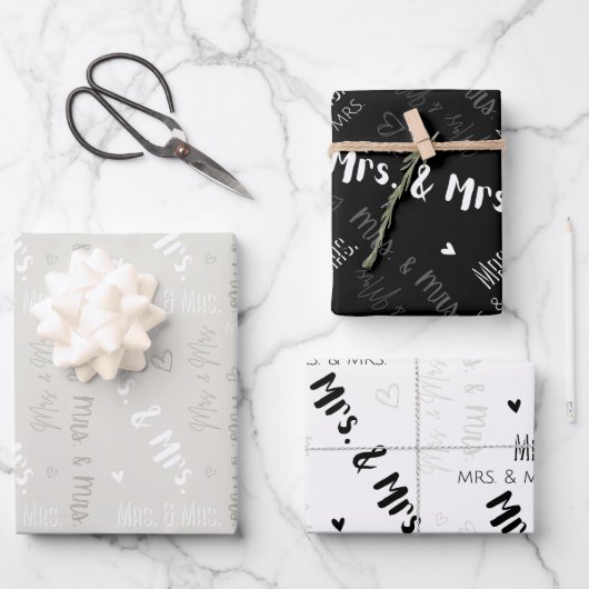 Feuille De Papier Cadeau Mme & Mme Mariage (Recto)