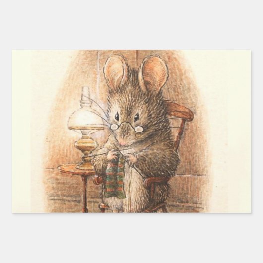 Feuille De Papier Cadeau "Mme Mouse Tricot" par Beatrix Potter (Devant 3)