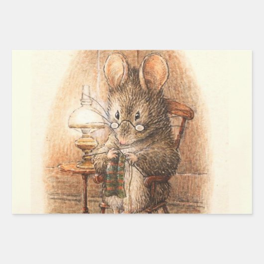 Feuille De Papier Cadeau "Mme Mouse Tricot" par Beatrix Potter (Devant 2)