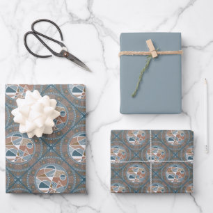 Feuille De Papier Cadeau Mocha & Accent Abstrait Turquoise Mandala Diamond 