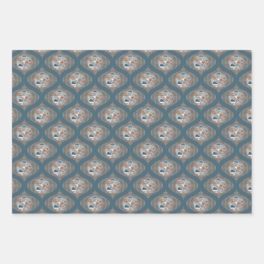 Feuille De Papier Cadeau Mocha & Accent Abstrait Turquoise Mandala Retro Og (Devant 3)