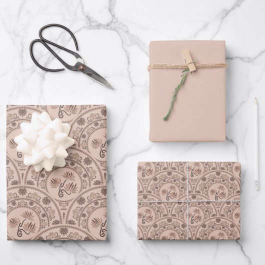 Feuille De Papier Cadeau Mocha Rococo Revival Mandala Art Déco St Jacques (Recto)