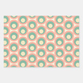 Feuille De Papier Cadeau Mod Dots Retro Turquoise et Motif rose pâle (Devant)