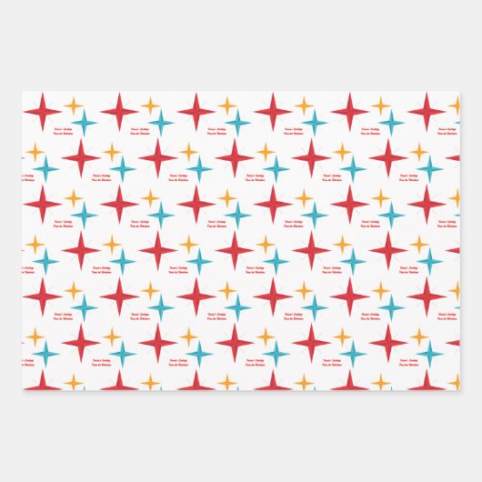 Feuille De Papier Cadeau Mod Stars Noël, Rétro Mid-Century Moderne (Devant 3)