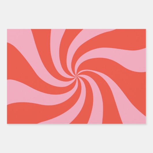 Feuille De Papier Cadeau Mod Wavy Super Hippie Rétro Noël rose rouge (Devant)