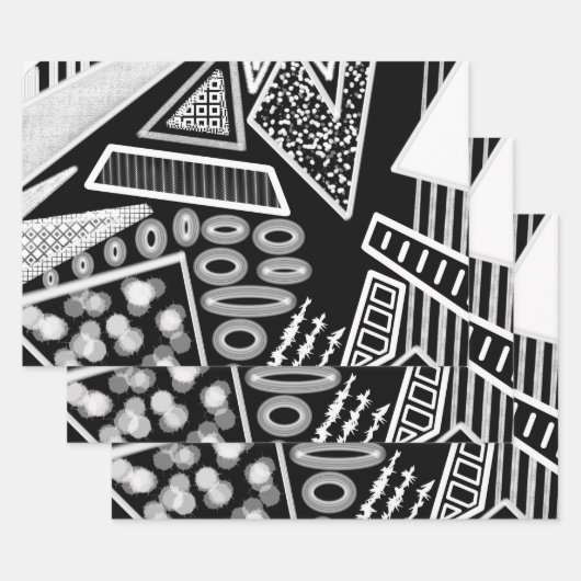Feuille De Papier Cadeau Mode Piste Noire Et Blanc Inspiré (Lot)