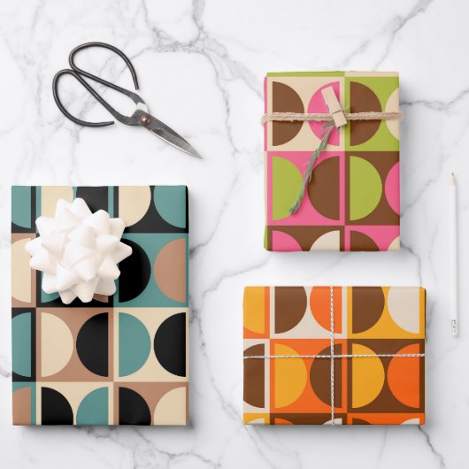 Feuille De Papier Cadeau Modèle abstrait géométrique moderne du milieu du s (Recto)