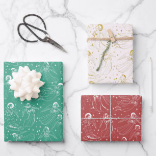 Feuille De Papier Cadeau modèle d'anges ensemble II