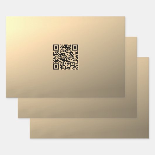 Feuille De Papier Cadeau Modèle de code QR immédiatement modifiable | Or Fa (Lot)
