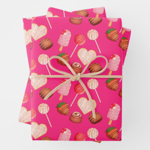 Feuille De Papier Cadeau Modèle de friandises et de bonbons pour la Saint-V