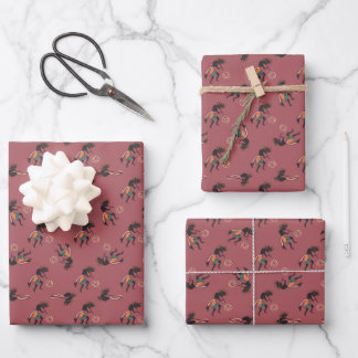 Feuille De Papier Cadeau Modèle de Kokopelli Trickster Bordeaux