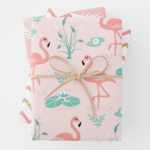 Feuille De Papier Cadeau Modèle flamant