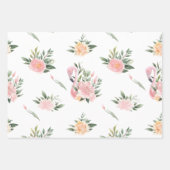 Feuille De Papier Cadeau Modèle flamant floral (Devant 3)