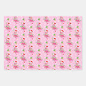 Feuille De Papier Cadeau Modèle Flamingo rose de Noël (Devant)