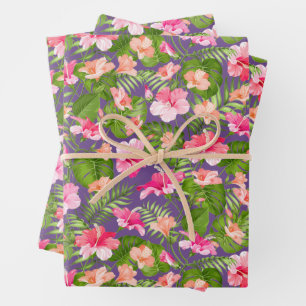 Feuille De Papier Cadeau Modèle floral brillant