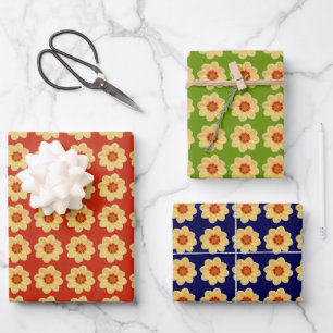 Feuille De Papier Cadeau Modèle floral Dahlia jaune
