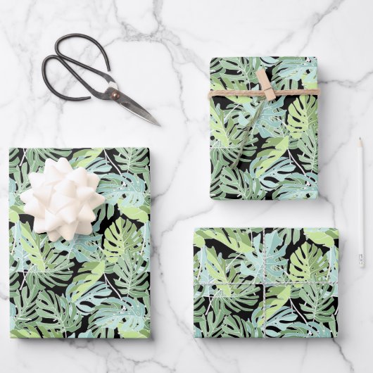 Feuille De Papier Cadeau Modèle floral de la jungle (Recto)