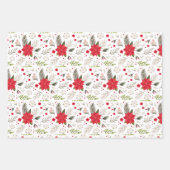 Feuille De Papier Cadeau Modèle floral de Noël festif coordonné (Devant 2)