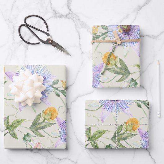 Feuille De Papier Cadeau Modèle Floral Lilac frais moderne (Recto)