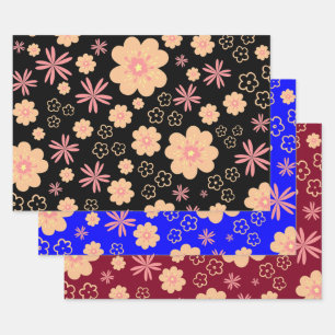 Feuille De Papier Cadeau Modèle floral rétro-original